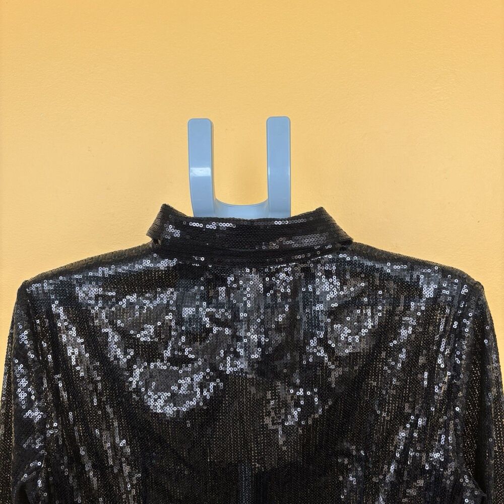 Michael Kors Collection Black Sequin Button-Up Top Womens Size 14 Italy - Picture 13 of 16